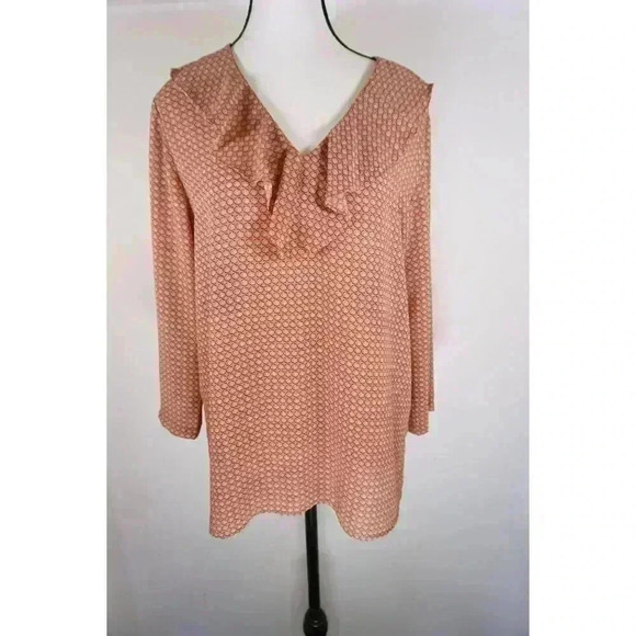 Van Heusen Tops - Van Heusen Ruffled V-Neck Long Sleeve Blouse - Size M